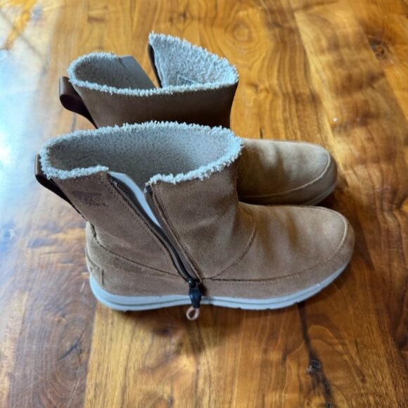 Sorel Suede Ankle Boot Faux Fur Zipper W 8 - Picture 1 of 15